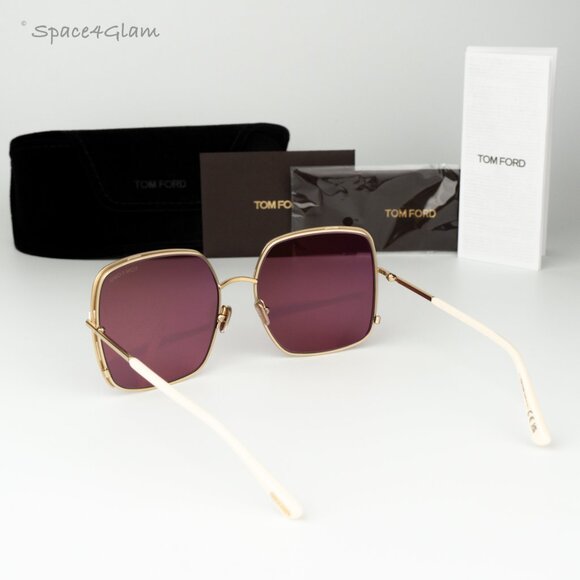 Tom Ford Women Sunglasses Rose Gold Violet Square FT1006 32Y BRAND NEW main image 9
